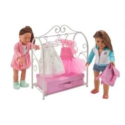 Badger Basket Scrollwork Metal Doll Armoire With Storage Dresses And Accessories - White/Pink -Toy Doll World GUEST 0014fad7 2841 4f74 9b1b c42aa30ece85