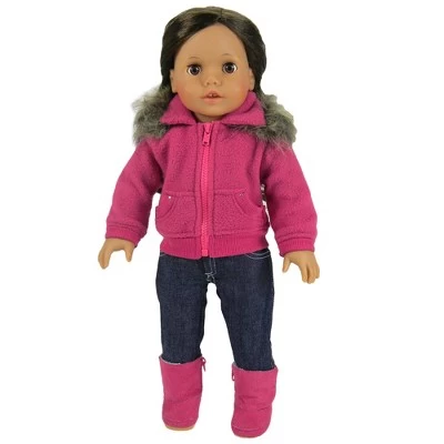 Sophia’s Fleece Sweatshirt With Faux Fur Collar For 18" Dolls, Hot Pink 3 Sophia’s Fleece Sweatshirt With Faux Fur Collar For 18" Dolls, Hot Pink