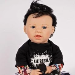 Paradise Galleries Reborn Toddler Boy Doll Lil' Rebel, 21 Inch With Black Rooted Hair And Blue Eyes, Made In GentleTouch Vinyl -Toy Doll World GUEST 0130067a 2aa4 4dba badb e8f59ed83588