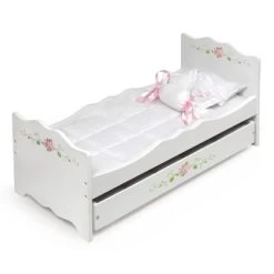 Badger Basket White Rose Doll Bed With Trundle -Toy Doll World GUEST 04f2adbf 0cd2 4e7c af51 2a9d45ef96bd