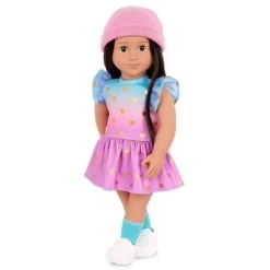 Our Generation Lovely Hearts Pink Hat & Gradient Dress Outfit For 18" Dolls