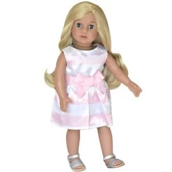 Sophia’s Stripe Party Dress And Sandals For 18" Dolls, Pink/White