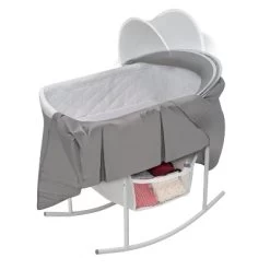 Badger Basket Cuddles Rocking Doll Bassinet - Gray/White -Toy Doll World GUEST 09181c68 b860 46db a2c8 16e10b43a584