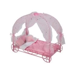 Badger Basket Royal Carriage Metal Doll Bed With Canopy Bedding And LED Lights - Pink/White/Stars -Toy Doll World GUEST 096dc298 c0c2 4a87 83c3 ddd118c8d314
