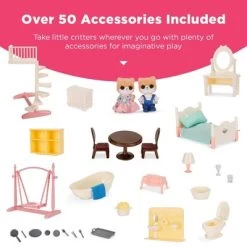 Best Choice Products Camper Van Playset Pretend Play Dollhouse Toy With 54 Accessories And Tiny Critters For Kids