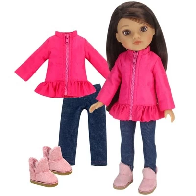Sophia’s 3 Piece Winter Outfit With Boots For 14.5" Dolls, Hot Pink 4 Sophia’s 3 Piece Winter Outfit With Boots For 14.5" Dolls, Hot Pink - Image 2
