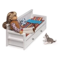 Sofa/Daybed With Trundle For 18" Dolls - White/Multi -Toy Doll World GUEST 1c0aff3f f016 473d a159 12bb628a69f4