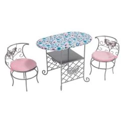 Badger Basket Tea Time Metal Doll Table And Chair Set With Accessories - Silver/Pink/Multi -Toy Doll World GUEST 1f4f4f19 0255 4381 b705 51e8e559fba7