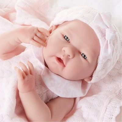 JC Toys La Newborn 15" Girl Doll - Pretty In Pink Knit Blanket Set 5 JC Toys La Newborn 15" Girl Doll - Pretty In Pink Knit Blanket Set - Image 3
