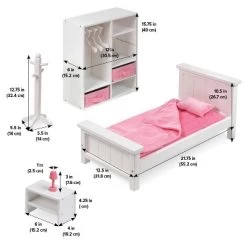 Bedroom Furniture Set For 18" Dolls - White/Pink -Toy Doll World GUEST 26e1c5b7 4ab2 4ad8 9475 e0b6951d58d9