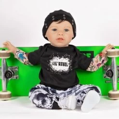 Paradise Galleries Reborn Toddler Boy Doll Lil' Rebel, 21 Inch With Black Rooted Hair And Blue Eyes, Made In GentleTouch Vinyl -Toy Doll World GUEST 2e077642 cab6 4148 b3d0 198b4953a100