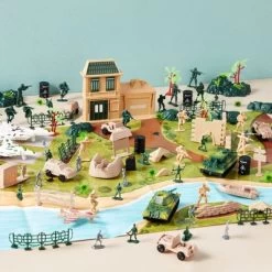 Blue Panda 400 Piece Army Men Action Figures Set With Map, Includes Carrying Tote For Easy Clean Up