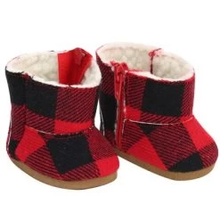 Sophia’s Buffalo Check Boots For 18” Dolls, Black/Red