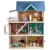 Hape Little Room Pretend Play 3 Story Wooden Doll House W/ Light, Doorbell, & Bedroom, Bathroom, Living Room, & Dining Furniture For Kids Age 3 And Up