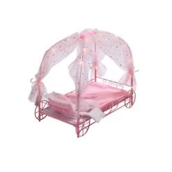 Badger Basket Royal Carriage Metal Doll Bed With Canopy Bedding And LED Lights - Pink/White/Stars -Toy Doll World GUEST 44855f23 75bc 4d71 a9ce 687e8f358129
