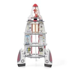 Hape Multi Level 4 Tier 37 Piece Wooden Discovery Spaceship Center Kids Activity Play Set With Multiple Rooms And Accessories