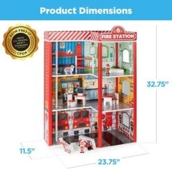 Best Choice Products 32in Kids 3-Story Pretend Wooden Fire Station Play Set Toy, W/ 2 Vehicles, 12 Accessories, 5 Rooms -Toy Doll World GUEST 493ea910 c981 49e0 84a4 66a61c5bb570