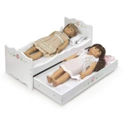 Badger Basket White Rose Doll Bed With Trundle -Toy Doll World GUEST 555b984a 7810 4fe5 a24c 4a4342b31513