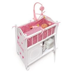 Badger Basket Cabinet Doll Crib With Chevron Bedding And Free Personalization Kit - White/Pink -Toy Doll World GUEST 5618c839 b55d 44a4 95bc aedf254be5f2