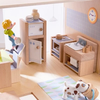HABA Little Friends Kitchen Room Set - Wooden Dollhouse Furniture For 4" Bendy Dolls 3 HABA Little Friends Kitchen Room Set - Wooden Dollhouse Furniture For 4" Bendy Dolls