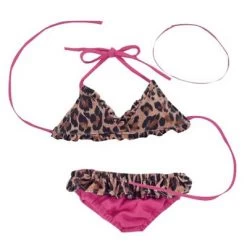 Sophia’s Leopard Print Bikini Swimsuit For 18” Dolls, Tan/Hot Pink