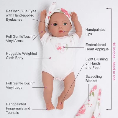 Paradise Galleries Newborn Baby Doll 16 Inch Reborn Preemie, Swaddlers: Rose Petal, Safety Tested For 3+, 4-Piece Set 7 Paradise Galleries Newborn Baby Doll 16 Inch Reborn Preemie, Swaddlers: Rose Petal, Safety Tested For 3+, 4-Piece Set - Image 5