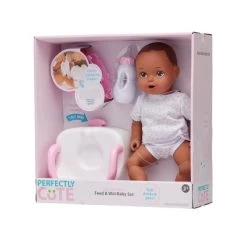 Perfectly Cute Feed & Wet 14" Baby Set - Dark Brunette With Brown Eyes -Toy Doll World GUEST 5f218326 c876 429a a7f9 2c73a2b7a0e6 1