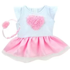 Sophia’s Heart Dress And Headband Outfit For 15'' Dolls, White/Pink