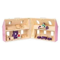 Melissa & Doug Fold And Go Wooden Dollhouse With 2 Dolls And Wooden Furniture -Toy Doll World GUEST 68483091 7716 494e a946 b404f96d2681
