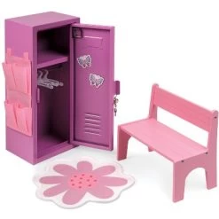 Badger Basket School Style Single Doll Locker Set With Bench, Rug And Accessories - Purple/Pink -Toy Doll World GUEST 690e3696 6824 44c3 ab1f 744bd3bc1cf4