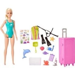 Barbie Careers Marine Biologist Doll Blonde & Mobile Lab Playset 10+ Pc