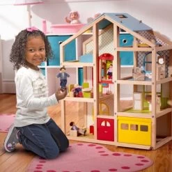 Melissa & Doug Hi-Rise Wooden Dollhouse With Furniture, Garage And Working Elevator -Toy Doll World GUEST 7a0d0362 ba92 4fea 8d7d cedafeea745f