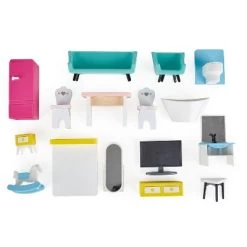 Hape Little Room Pretend Play 3 Story Wooden Doll House W/ Light, Doorbell, & Bedroom, Bathroom, Living Room, & Dining Furniture For Kids Age 3 And Up -Toy Doll World GUEST 8af16bcc e03f 4607 ae15 ac855ca17cac