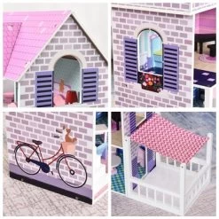 Qaba Kids Wooden Multi-Level Dream House Villa Kit With Furniture And Accessories -Toy Doll World GUEST 8ca9e1c5 88f4 42c3 9fb0 00eefbe12d0e