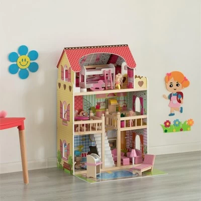 ShpilMaster Wooden Doll House With Toys And Furniture Accessories With LED Light For Ages 3+ 3 ShpilMaster Wooden Doll House With Toys And Furniture Accessories With LED Light For Ages 3+