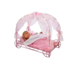 Badger Basket Royal Carriage Metal Doll Bed With Canopy Bedding And LED Lights - Pink/White/Stars -Toy Doll World GUEST 8f89e4bf 8c5b 4fff 900a dbdc21011eff