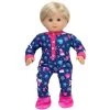 Sophia’s Hot Cocoa Pajama Onesie With Fuzzy Slippers For 15” Baby Dolls, Navy/Hot Pink