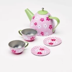 Badger Basket Tea Time Metal Doll Table And Chair Set With Accessories - Silver/Pink/Multi -Toy Doll World GUEST 998ab03d 90aa 4882 8131 9f1d4e4f300b