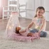 Starlights LED Canopy Metal Doll Bed With Bedding - Pink