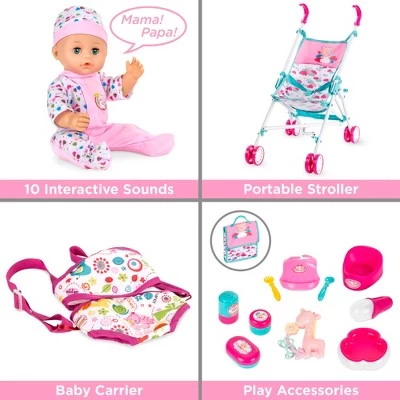 Best Choice Products Kids 15-Piece 13.5in Newborn Baby Doll Nursery Role Play Playset W/ Stroller, Cot, Bag, Accessories 5 Best Choice Products Kids 15-Piece 13.5in Newborn Baby Doll Nursery Role Play Playset W/ Stroller, Cot, Bag, Accessories - Image 3