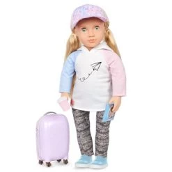 Our Generation Ari With Rolling Luggage & Accessories 18" Travel Doll