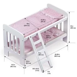 Badger Basket Doll Bunk Bed With Bedding, Ladder, And Free Personalization Kit - White/Pink/Gingham -Toy Doll World GUEST ad333bb8 902f 40e3 abcb 62085f48b90f