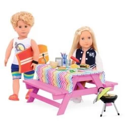 Our Generation Picnic Table Set With Play Food Accessories For 18" Dolls - Pink -Toy Doll World GUEST b4549486 2b4e 4d85 bbc0 10cf5f5d0018