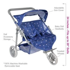 Adora Baby Doll Stroller, Starry Night Stroller Twin Jogger Stroller, Fits Dolls Up To 16 Inches -Toy Doll World GUEST b6023f47 5538 4786 8958 1346339a9d89
