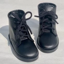 A Girl For All Time: Black Lace Up Boots For 16 Inch British Dolls
