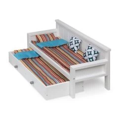 Sofa/Daybed With Trundle For 18" Dolls - White/Multi -Toy Doll World GUEST bf2b08b1 9152 43dd a2f8 cae99e747549