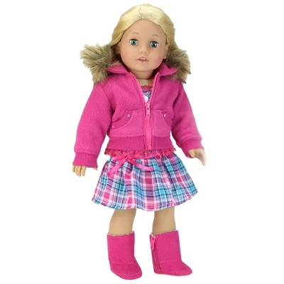 Sophia’s Fleece Sweatshirt With Faux Fur Collar For 18" Dolls, Hot Pink 4 Sophia’s Fleece Sweatshirt With Faux Fur Collar For 18" Dolls, Hot Pink - Image 2