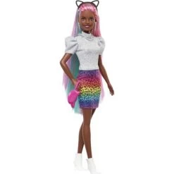 Barbie Leopard Rainbow Hair Doll - Animal Print Skirt -Toy Doll World GUEST c9041105 61e4 4785 8e24 a308d8276811