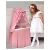 Badger Basket Kisses Rocking Doll Bassinet - Pink/White