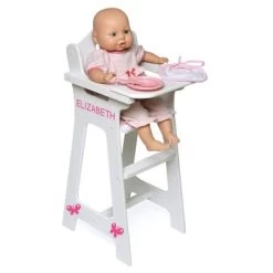 Badger Basket Doll High Chair With Accessories And Free Personalization Kit - White/Pink/Gingham -Toy Doll World GUEST d16e3583 9928 4acf 93aa 2db197d0096b